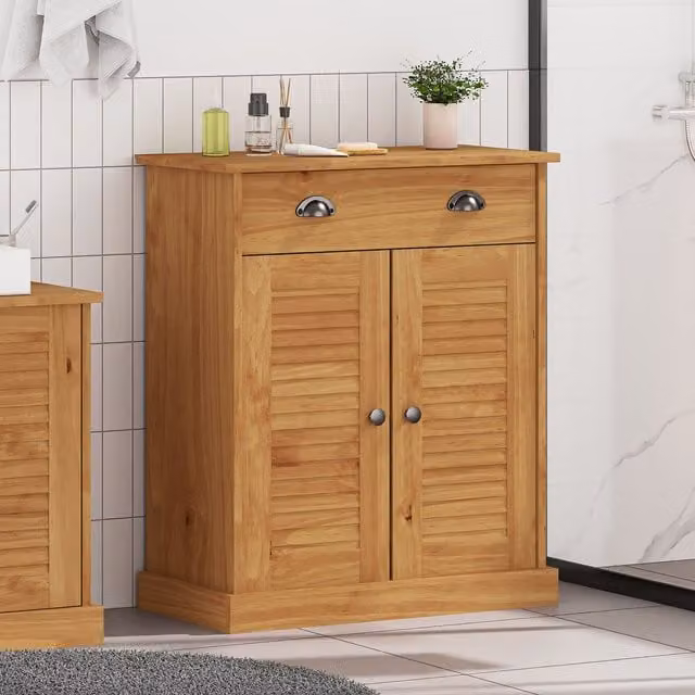 Berkfield Home Modern Bathroom Cabinet in Honey Brown Solid Pine Wood, W/D/H: 68 x 34 x 80 cm