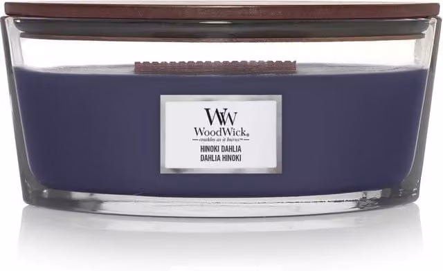 Woodwick Ellipse Hinoki Dahlia Scented Candle, Blue, 50 g