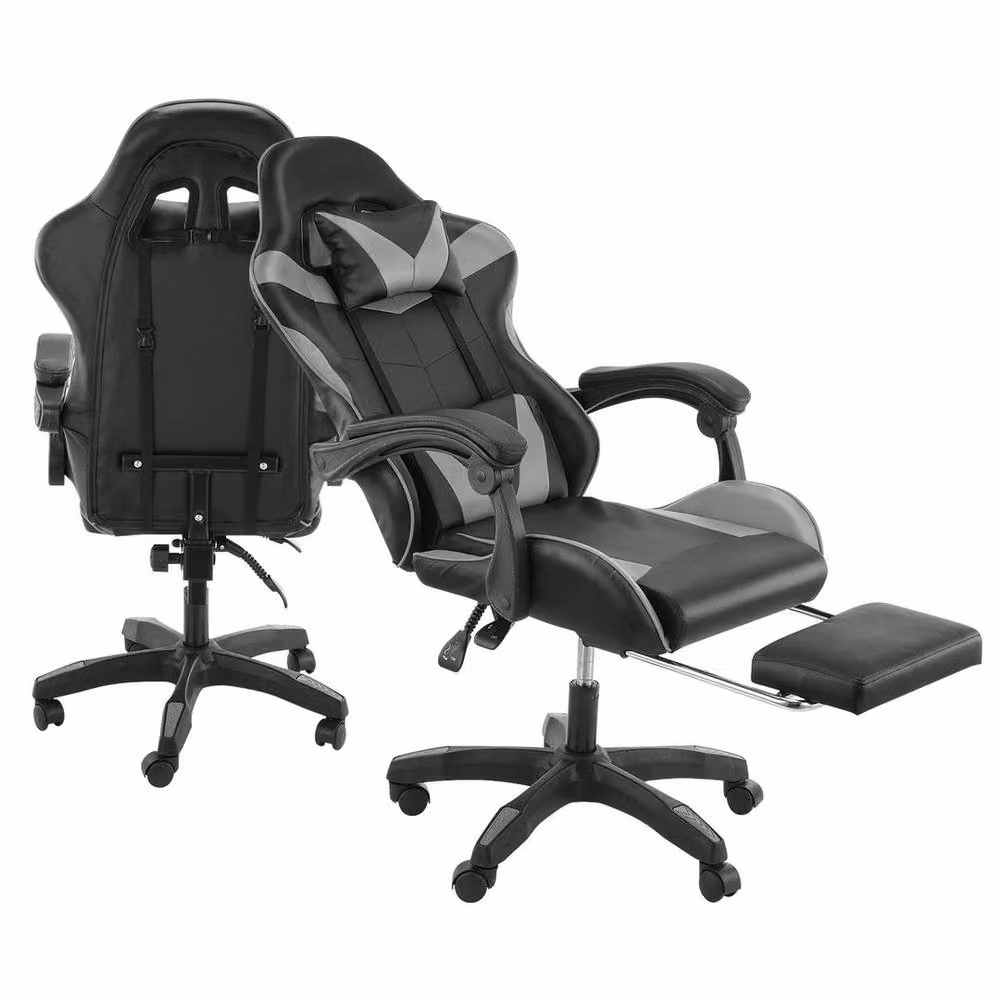NESTLUNE Ergonomic Black Synthetic Leather Gaming Chair for Home Office and Adults – 2