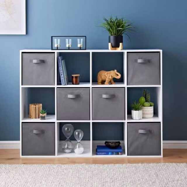 SPOT ON DEALZ 12 Cube Storage Unit Wooden Bookcase and Display Shelf in White – 1