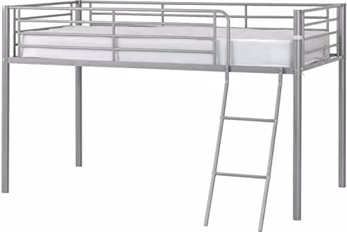 Seconique Kora Mid Height Single Metal Mid Sleeper Bed Frame in Silver, W/D/H: 190 x 90 x 130 cm – 1