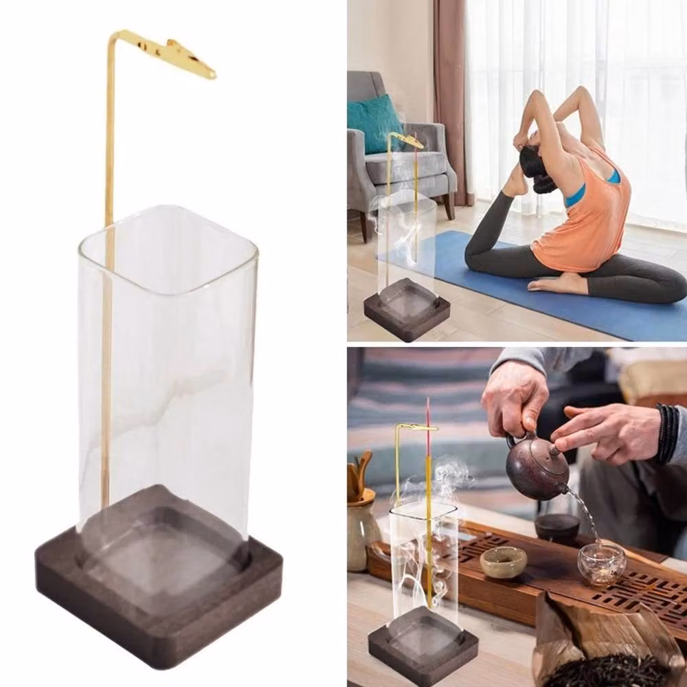 SPETLEK Modern Brown Glass Tabletop Incense Holder for Sticks – 2