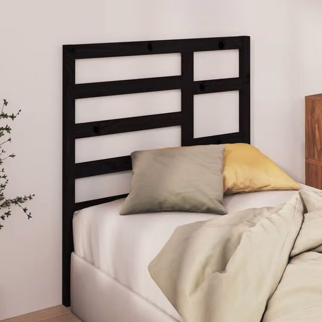 Berkfield Home Beautiful Bed Headboard in Black Solid Pine Wood, W: 96 cm, D: 4 cm, H: 104 cm – 1