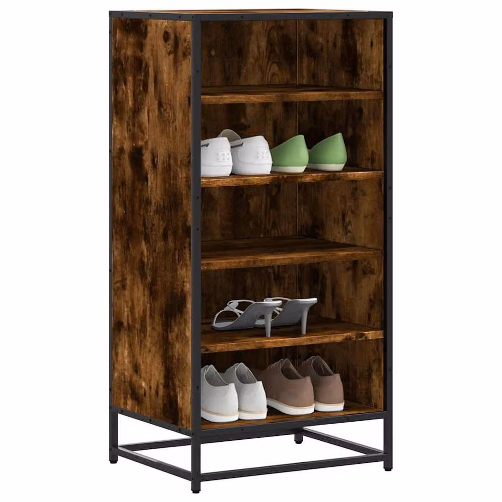 Berkfield Home Smoked Oak Shoe Rack in Brown, W: 48 cm, D: 38 cm, H: 97.5 cm – 2