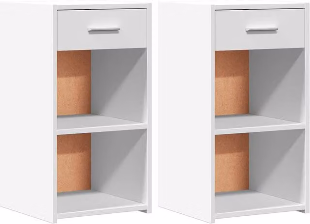 Berkfield Home Set of 2 White Bedside Cabinets in Engineered Wood, W/D/H: 35 x 34 x 65 cm – 1