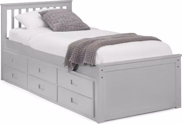 Cheshire Amethyst Upholstered Single Bed with Underbed Drawers in Grey, W/D/H: 90 x 200 cm – 1