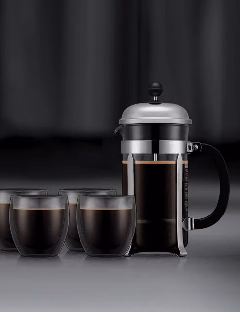 Bodum Chambord Coffee Maker Set in Transparent and Multicolour with Silver Details