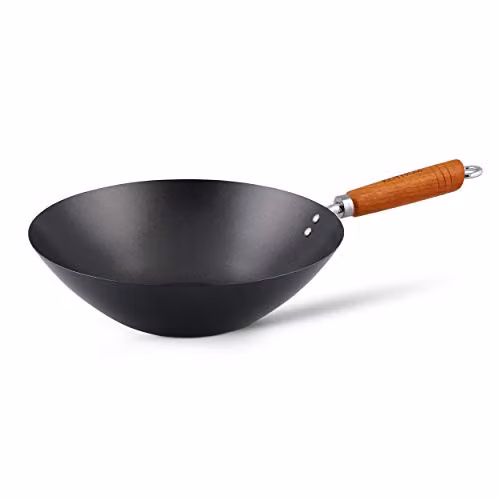 Ken Hom Classic Non-Stick Carbon Steel Wok in Black, Diameter: 31 cm – 1