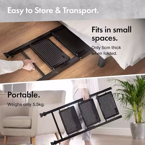 VonHaus Slim 3 Step Steel Ladder in Black with Anti-Slip Rubber Feet and 150kg Capacity – 3