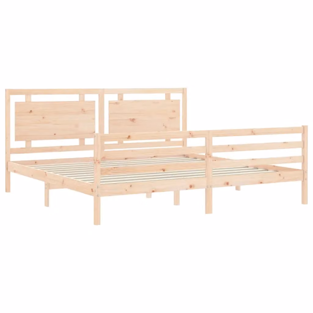 Berkfield Home Solid Pine Bed Frame with Headboard in Brown, 200 x 200 cm – 2