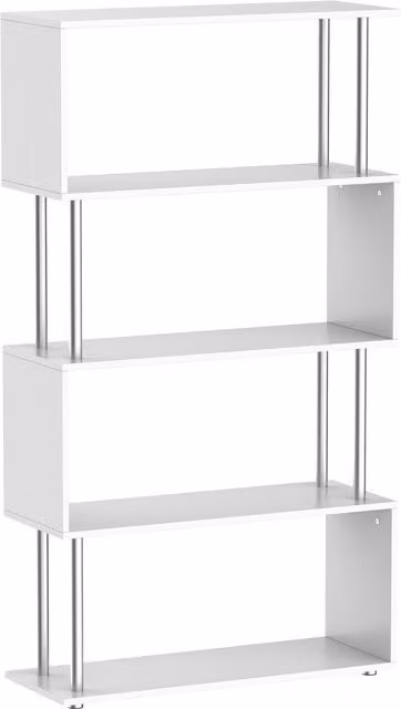 HOMCOM S Shaped Wooden Bookcase and Storage Display Unit in White – 1