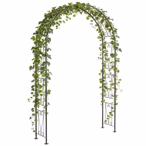Outsunny Black Metal Garden Rose Arch for Climbing Plants, H 246 x W 155 x D 40 cm
