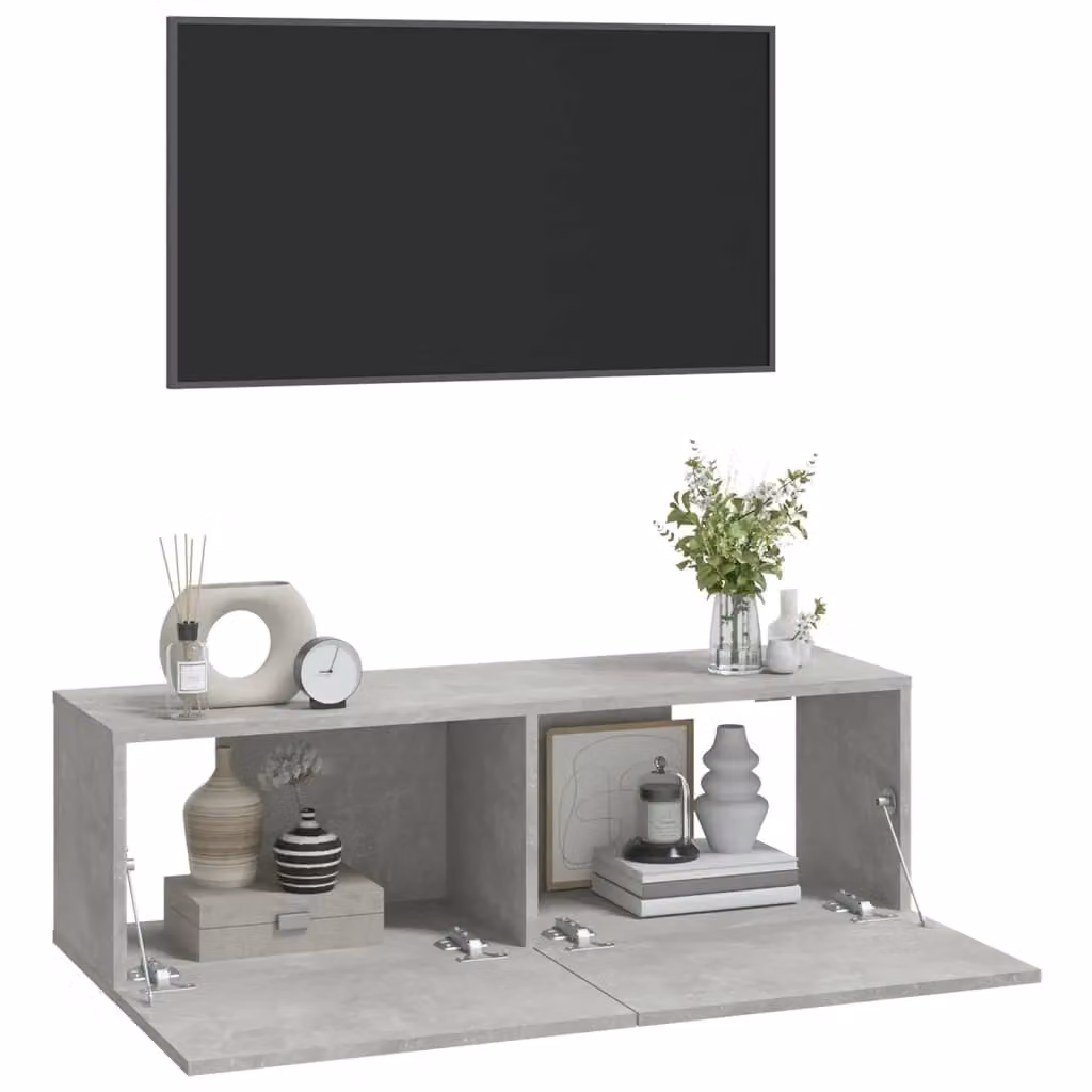 Berkfield Home Wall TV Cabinets, 2 Piece, Concrete Grey, W/D/H: 100 x 30 x 30 cm – 3