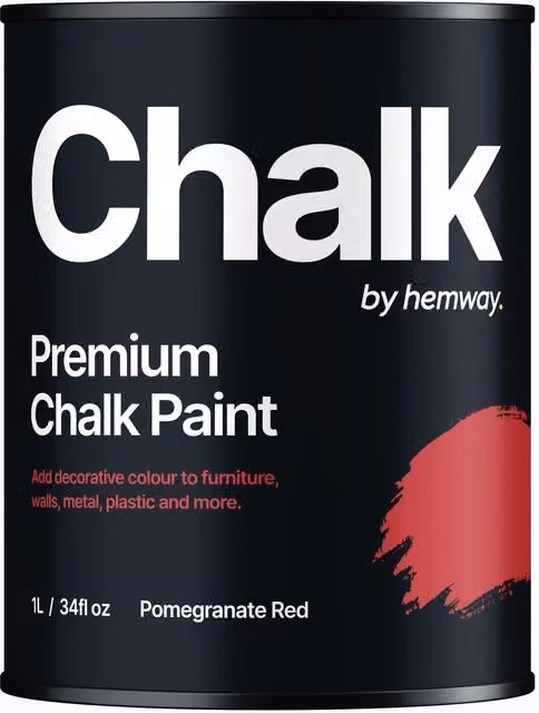 Hemway Opaque Chalk Paint in Pomegranate Red, Flat Matt, 1 l