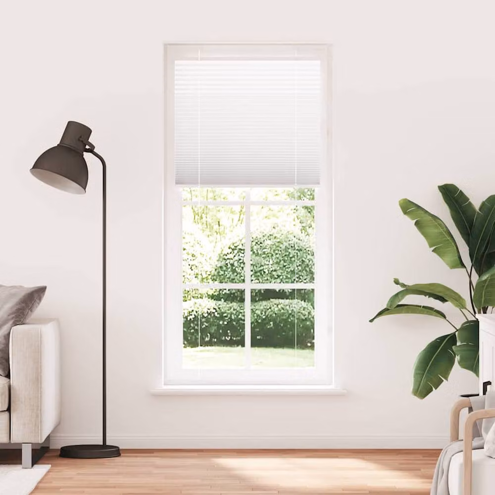 Berkfield Home Single Pleat Polyester Blind in White, W: 100 cm, H: 200 cm