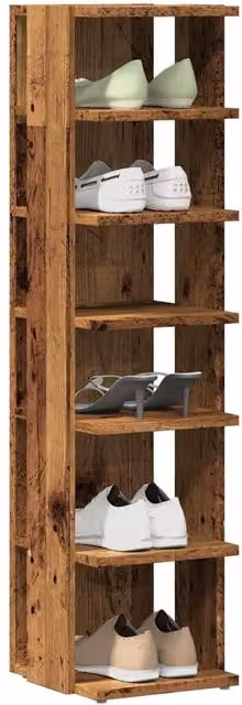 Berkfield Home Rustic Old Wood Shoe Cabinet in Brown, W/D/H: 28 x 27 x 102 cm