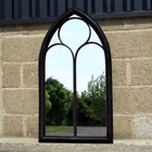 DEENZ Arched Top Wall Mount Plastic Mirror in Black and White, W 90 cm x H 60 cm x D 4 cm