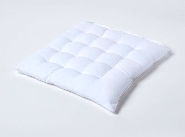 Homescapes Luxury Cotton Seat Pad in White, W/D/H: 40 x 40 x 4 cm – 1