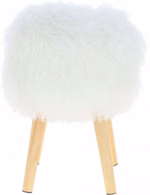 NZ Stool Scandinavian Style Sheepskin Stool with Ashwood Base in White