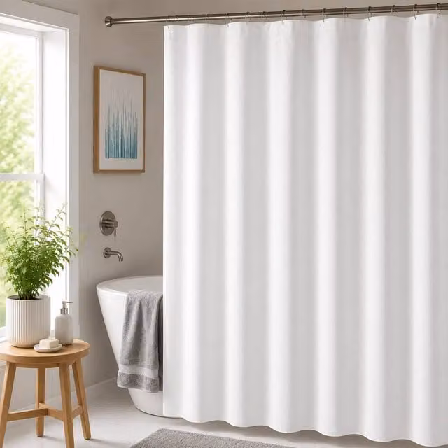 Showerdrape White Waterproof Polyester Shower Curtain