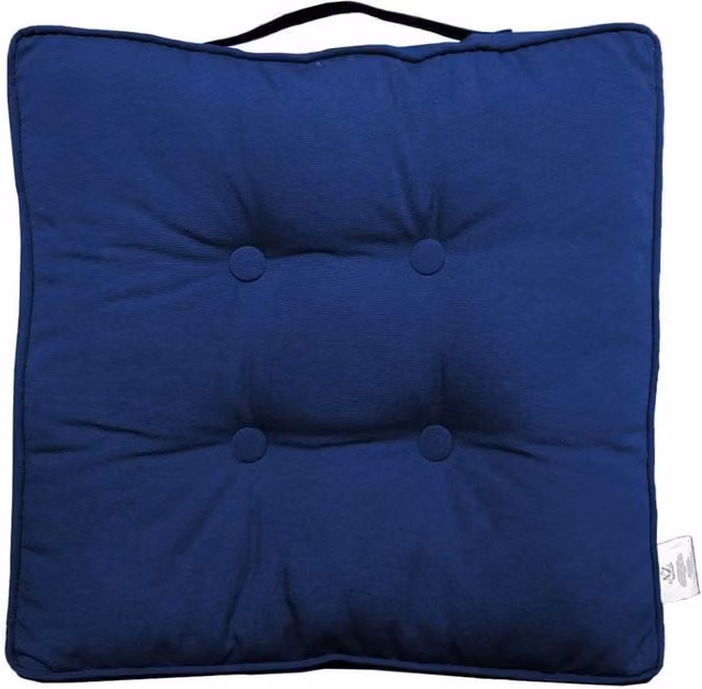 Homes-Linen Cotton Filled Booster Seat Cushion Pad in Blue, W/D/H: 45 x 45 x 1 cm – 1