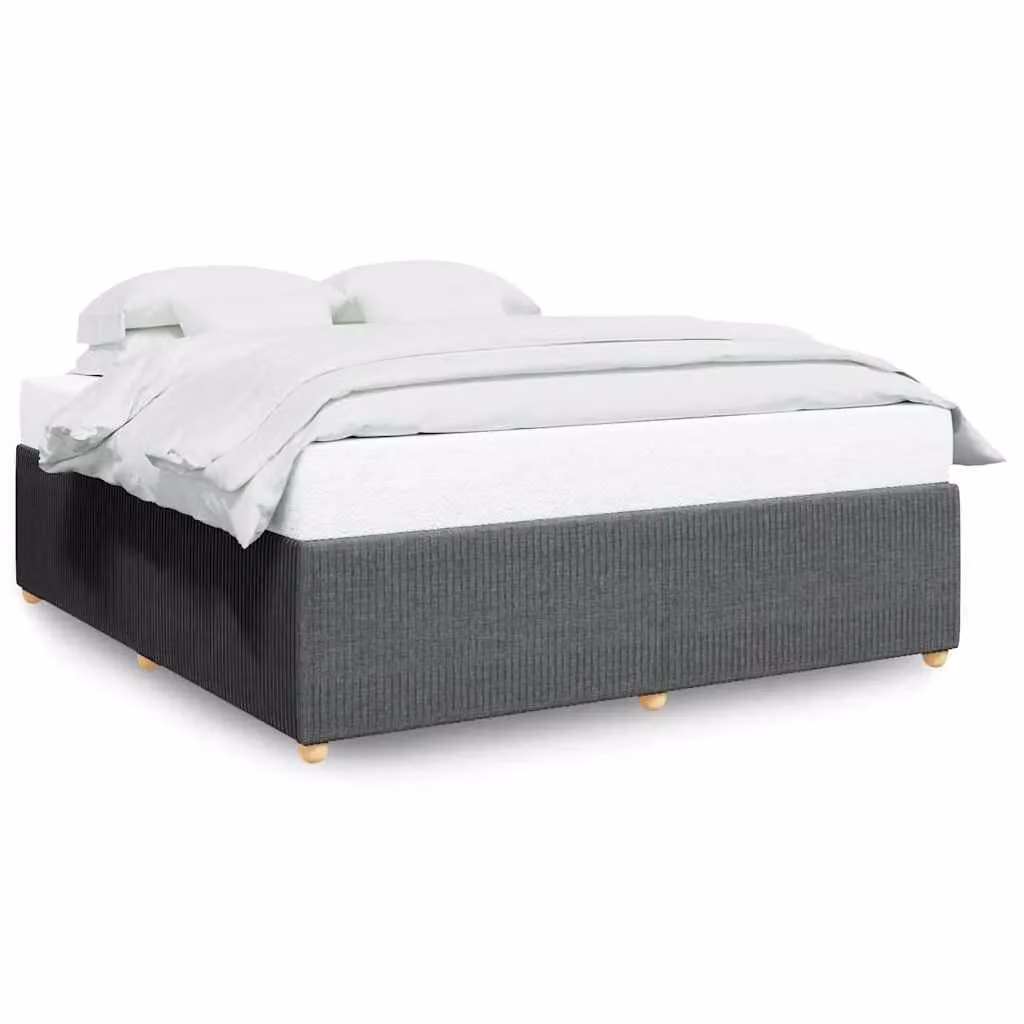 Berkfield Home Upholstered Fabric Bed Frame in Dark Grey, Super King Size (200 x 200 cm) – 2