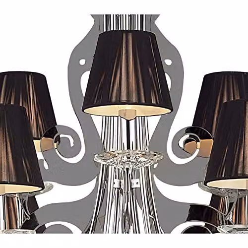 Netlighting Inspired Mantra Acanto Round 9 Light Pendant, Polished Chrome with Black and Grey Fabric Shades, E14 – 5