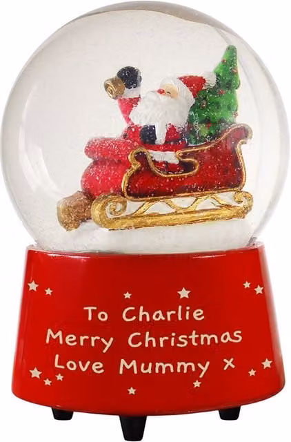 Personalised Memento Company Personalised Message Musical Santa Globe in Red
