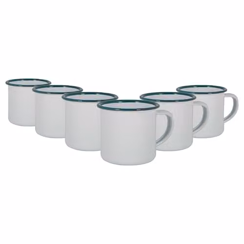 Argon Tableware Enamel Espresso Cup Set of 6, 130ml, Green