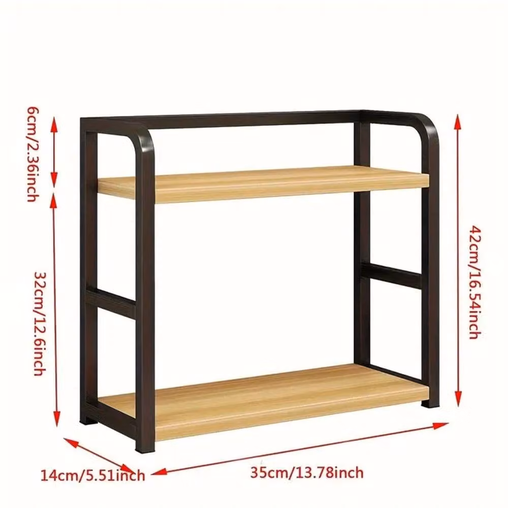 Kelvenix 2-Tier Brown Spice Rack and Desktop Storage Shelf with Adjustable Shelves – 2