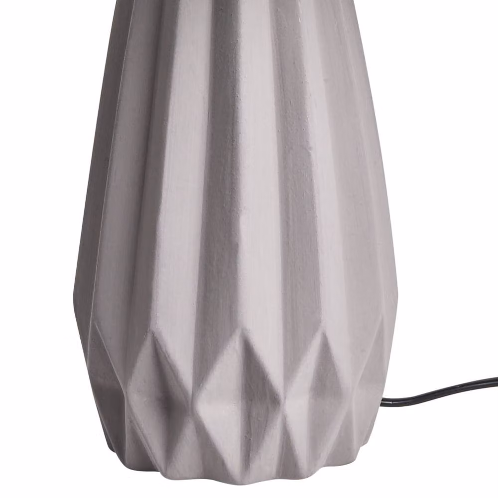 Wyld and Coco Grey Faceted Ceramic Table Lamp with Fabric Drum Shade – 4