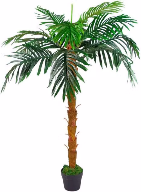Leaf Design UK 130 cm Realistic Artificial Palm Tree with Moss Covered Pot, Green