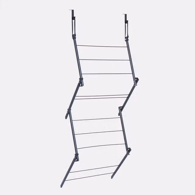 Havendro Foldable Over Door Metal Clothes Airer in Black – 1