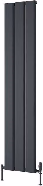Bathroom Kingdom Caldaro Anthracite Designer Flat Panel Vertical Aluminium Radiator in Grey, H 180 cm x W 37 cm