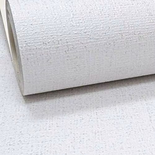 Muriva Glamour White and Silver Glitter Vinyl Wallpaper with Textured Linen Effect