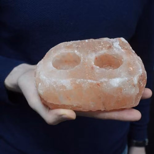 KDMD Natural Orange Himalayan Salt Candle Holder for Tealights and Tapers – 2