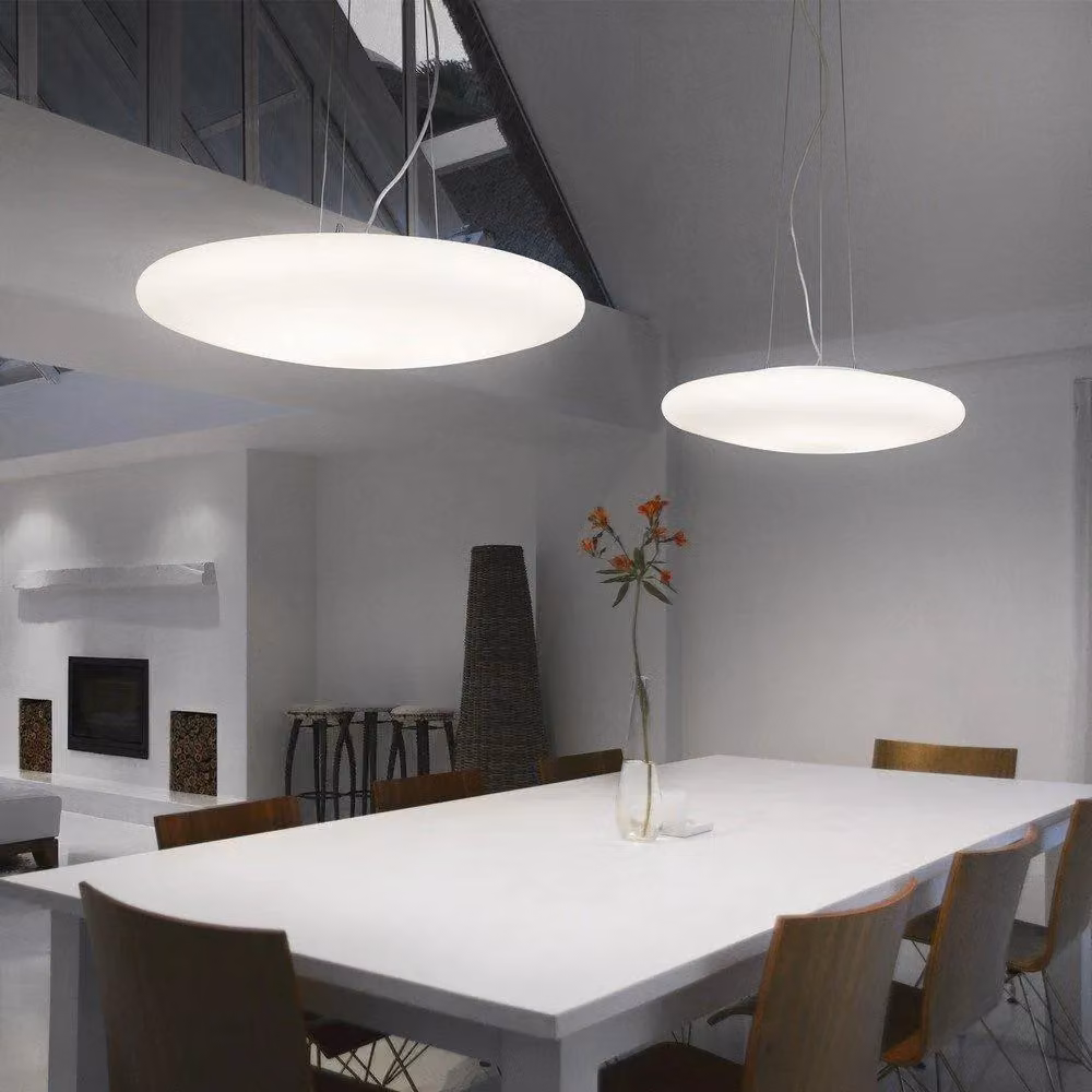 Netlighting Smarties 3 Light Modern Suspended Ceiling Pendant in White and Chrome with Glass Shades and Height Adjustment – 2