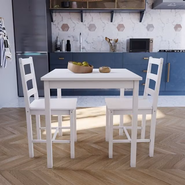 Vida Designs Yorkshire White Pine Dining Set with Table and 2 Chairs
