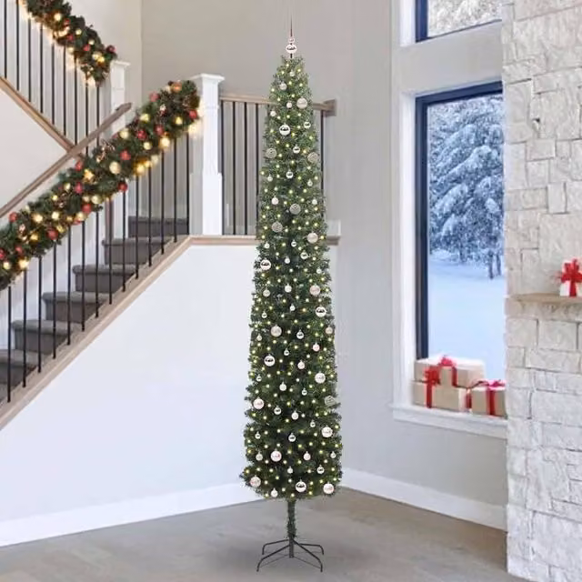 Berkfield Home Artificial Green Christmas Tree with 300 Warm White LEDs and Stand, Height: 300 cm