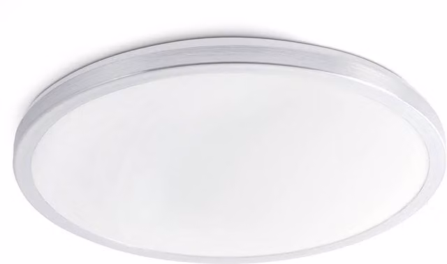 Faro LED Round Flush Ceiling Light in White and Grey, IP44 Rated