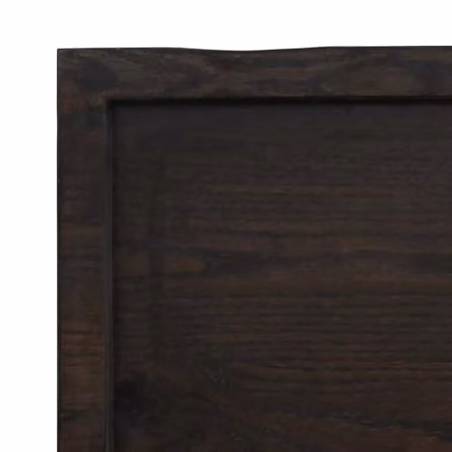 vidaXL Wall Shelf in Dark Brown, Untreated Solid Oak Wood, W: 200 cm, D: 50 cm, H: 2-6 cm – 3