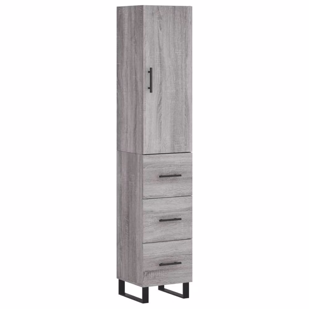 Berkfield Home Grey Sonoma Highboard with Hinged Doors and Internal Shelves, W/D/H: 34.5 x 34.0 x 180.0 cm – 3