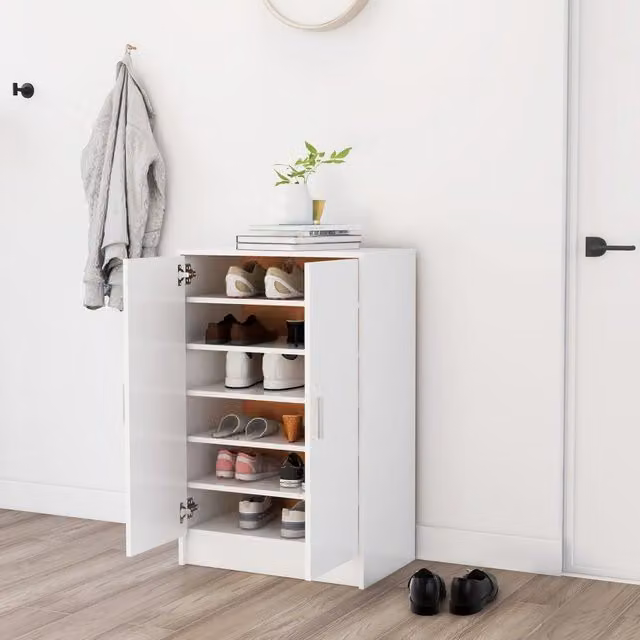 Berkfield Home Modern White Shoe Cabinet W/D/H: 60 x 35 x 92 cm