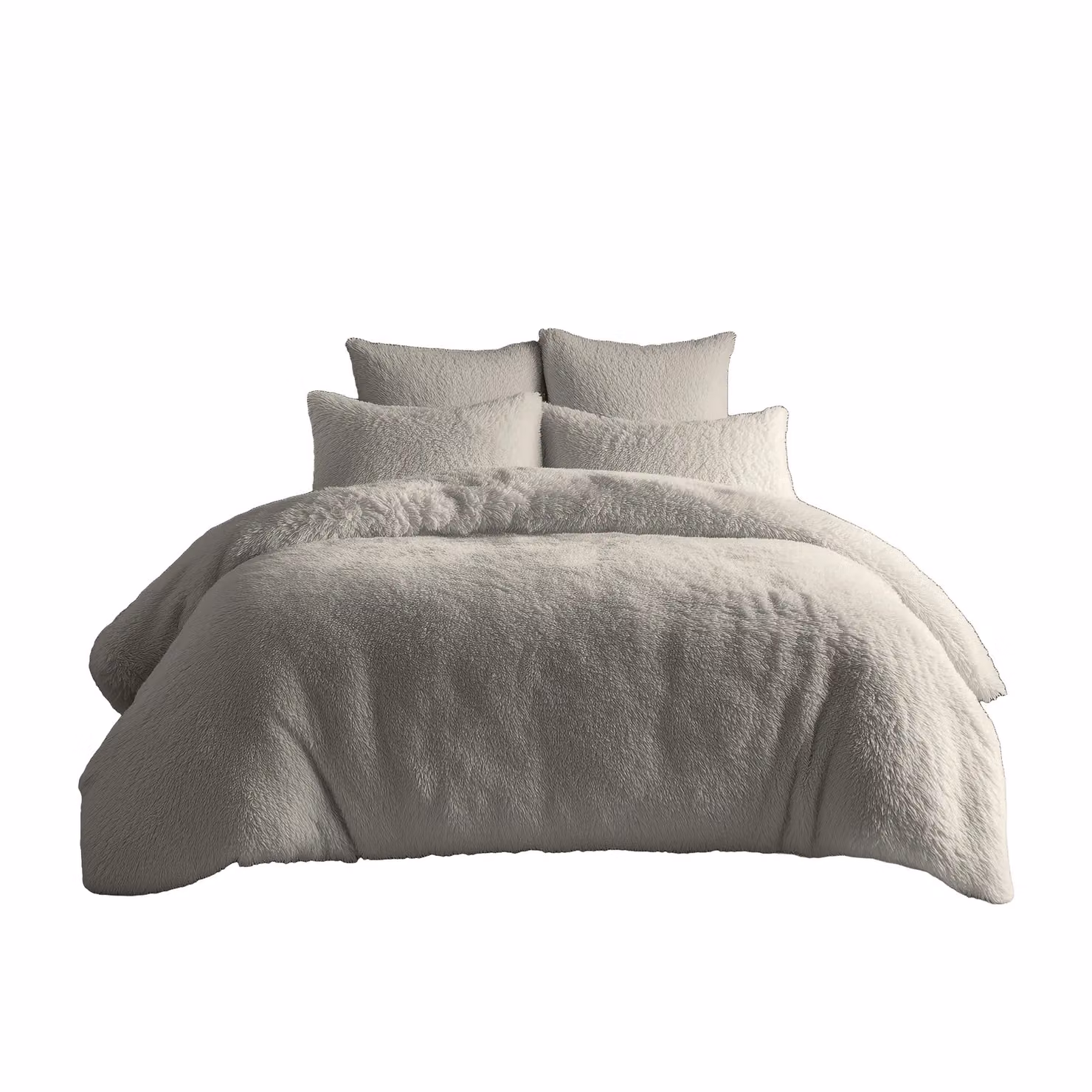 Home Sweet Home UK Teddy Bear Fleece Duvet Cover and Pillowcase Set in Beige, Double – 2