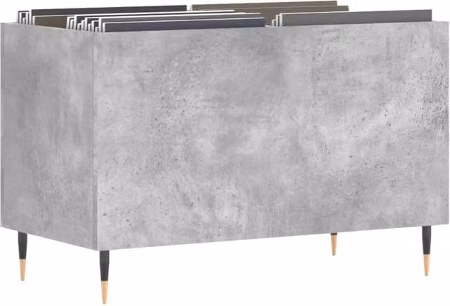 Berkfield Home Record Cabinet in Concrete Grey, W/D/H: 74.5 x 38 x 48 cm – 1