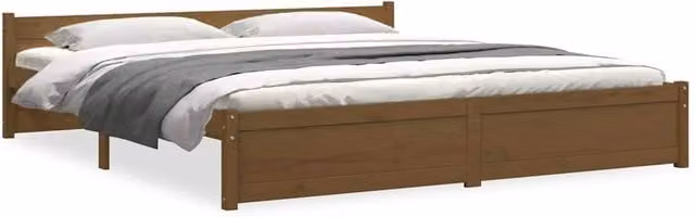 Berkfield Home Solid Wood Pine Bed Frame in Brown, 200 x 200 cm