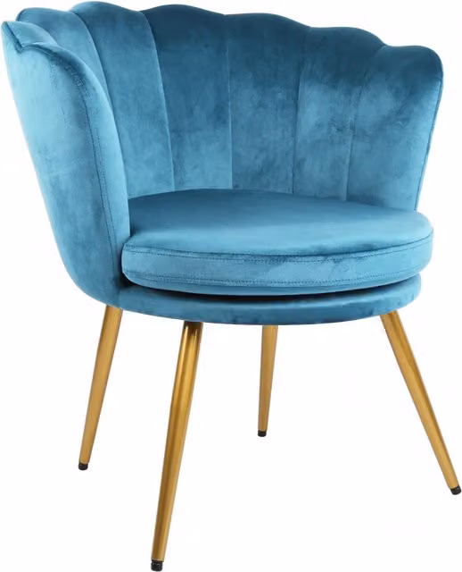 Genesis Flora Teal Velvet Accent Chair with Petal Back Scallop Armrests