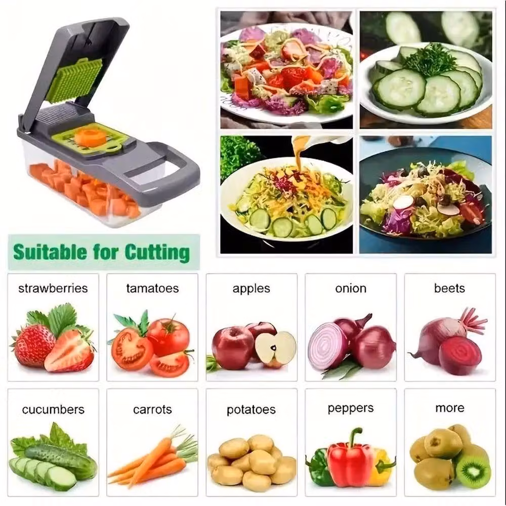 PAWNORA 16-in-1 Vegetable Slicer and Chopper with Multiple Blades in Transparent Plastic – 3