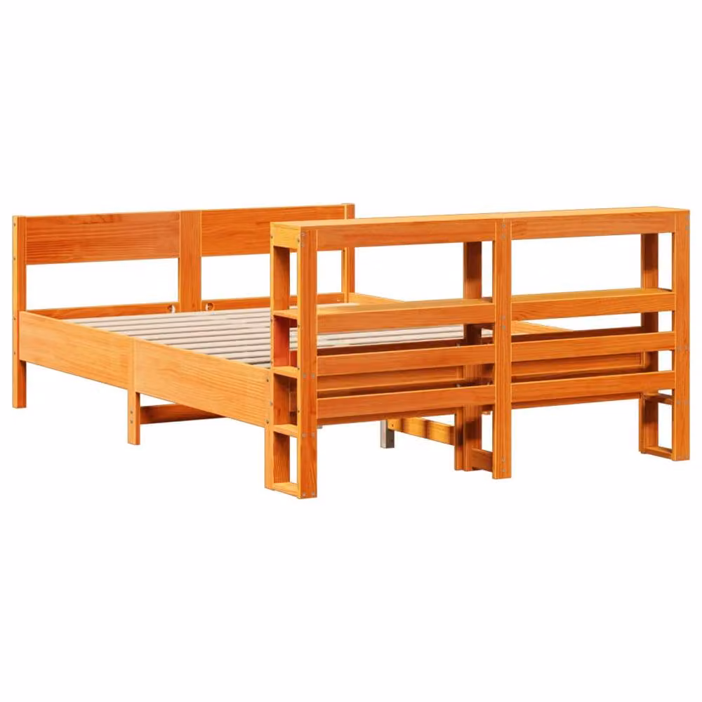 Berkfield Home Solid Pine Decorative Bed Frame in Wax Brown, W/D/H: 120 x 200 cm, Small Double – 3