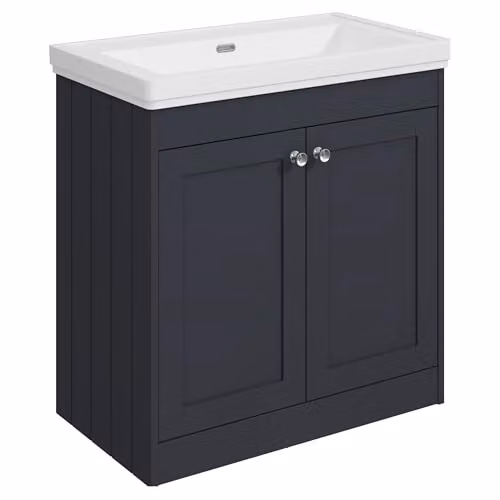 Balterley 800mm Floor Standing 2 Door Vanity Unit with Rectangular Basin and Soft Close Doors, Dark Grey, W/D/H: 80 x 45.3 x 80 cm – 3